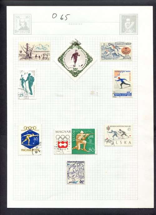 Sport - 9 Stamps Mounted(Hinged) on Album Page
