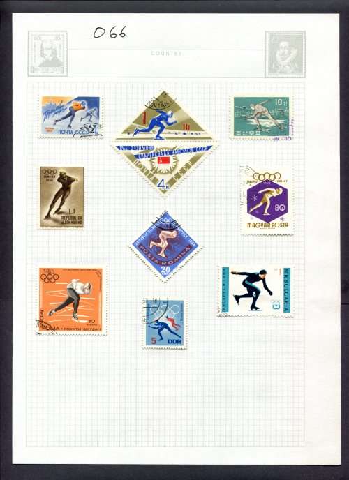 Sport - 9 Stamps Mounted(Hinged) on Album Page