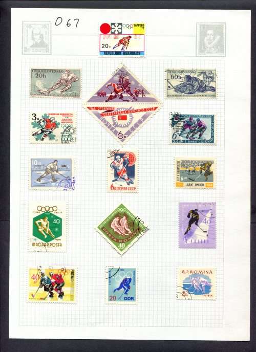 Sport - 15 Stamps Mounted(Hinged) on Album Page