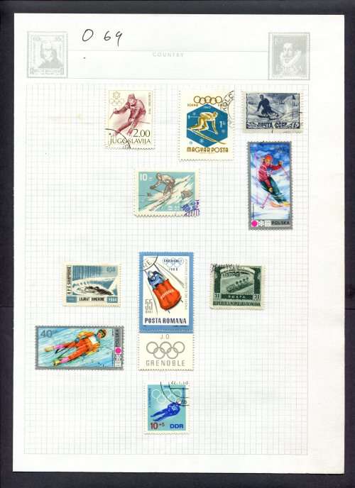 Sport - 10 Stamps Mounted(Hinged) on Album Page