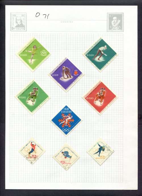 Sport - 9 Stamps Mounted(Hinged) on Album Page