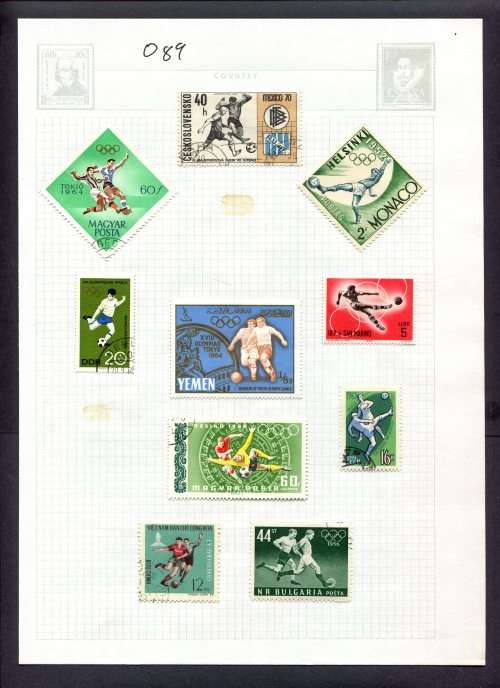 Sport - 10 Stamps Mounted(Hinged) on Album Page