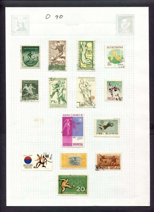 Sport - 14 Stamps Mounted(Hinged) on Album Page