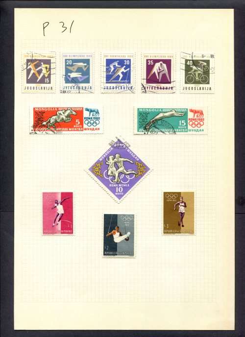 Sport - 11 Stamps Mounted(Hinged) on Album Page
