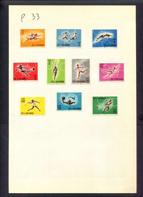Sport - 10 Stamps Mounted(Hinged) on Album Page