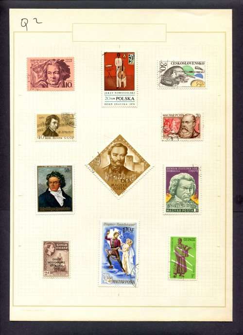 Music - 11 Stamps Mounted(Hinged) on Old Album Page