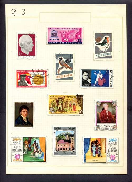 Music - 12 Stamps Mounted(Hinged) on Old Album Page