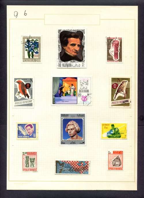 Music - 12 Stamps Mounted(Hinged) on Old Album Page
