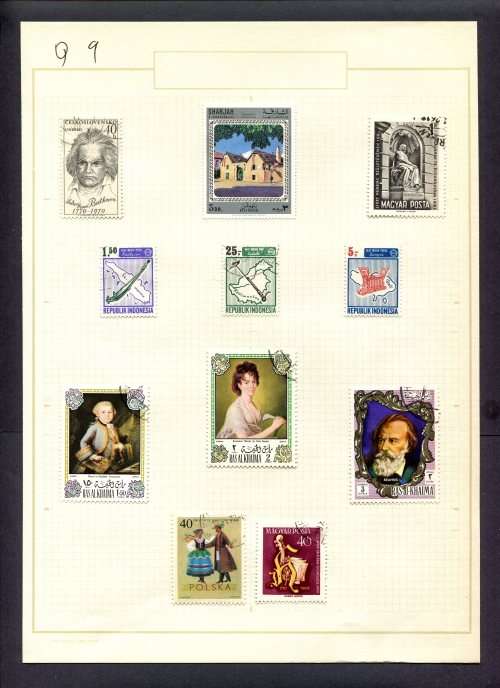 Music - 11 Stamps Mounted(Hinged) on Old Album Page