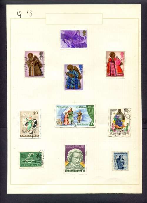 Music - 10 Stamps Mounted(Hinged) on Old Album Page