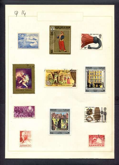 Music - 11 Stamps Mounted(Hinged) on Old Album Page