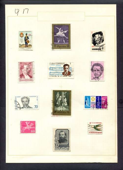 Music - 12 Stamps Mounted(Hinged) on Old Album Page