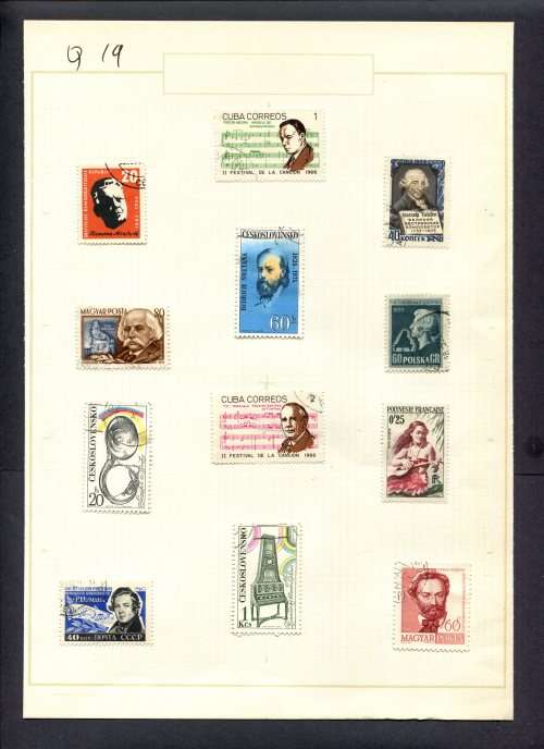 Music - 12 Stamps Mounted(Hinged) on Old Album Page