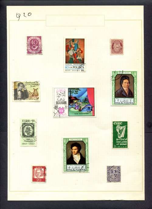 Music - 11 Stamps Mounted(Hinged) on Old Album Page