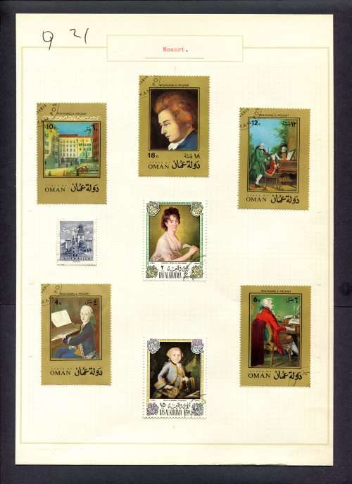 Music - 8 Stamps Mounted(Hinged) on Old Album Page