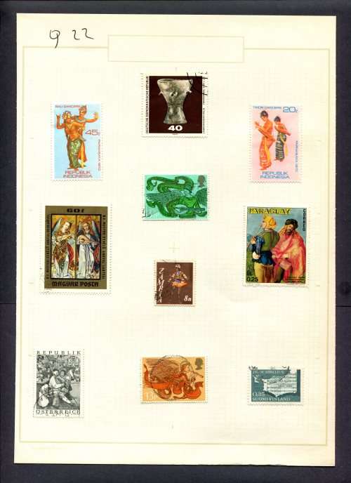 Music - 12 Stamps Mounted(Hinged) on Old Album Page