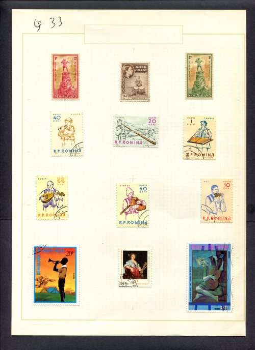 Music - 12 Stamps Mounted(Hinged) on Old Album Page