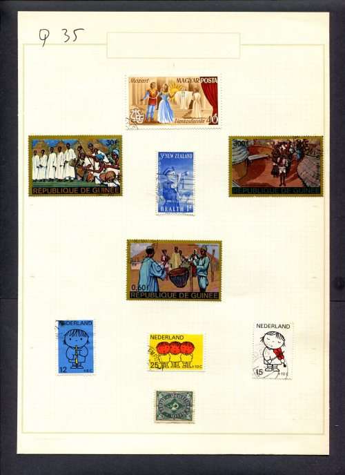 Music - 9 Stamps Mounted(Hinged) on Old Album Page