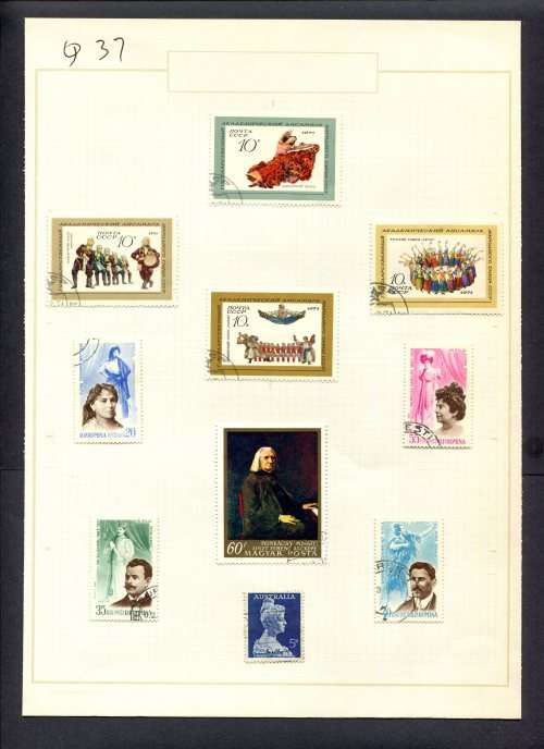 Music - 10 Stamps Mounted(Hinged) on Old Album Page