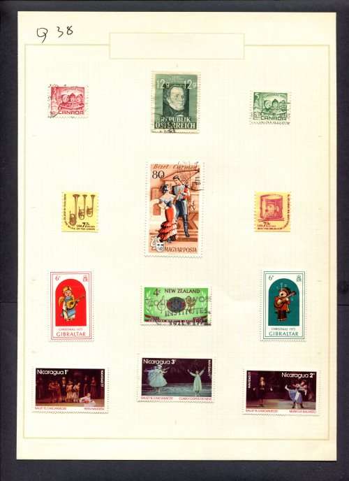 Music - 12 Stamps Mounted(Hinged) on Old Album Page