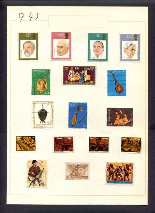 Music - 17 Stamps Mounted(Hinged) on Old Album Page
