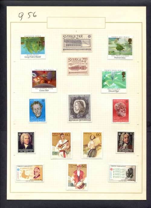 Music - 16 Stamps Mounted(Hinged) on Old Album Page
