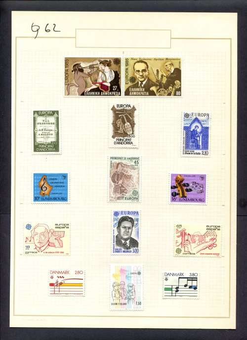 Music - 14 Stamps Mounted(Hinged) on Old Album Page
