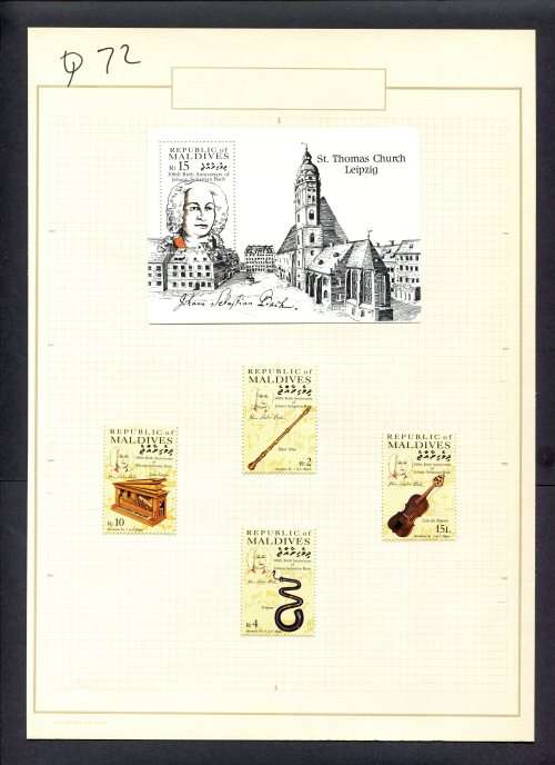Music - 4 Stamps  + 1 Miniature Sheet Mounted(Hinged) on Old Album Page