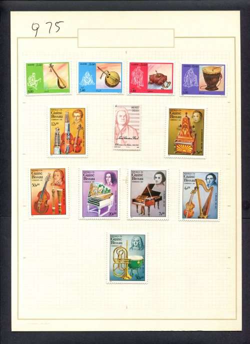 Music - 12 Stamps Mounted(Hinged) on Old Album Page