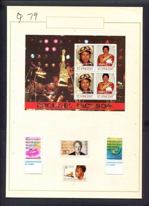 Music - 4 Stamps + 1 Miniature Sheet Mounted(Hinged) on Old Album Page