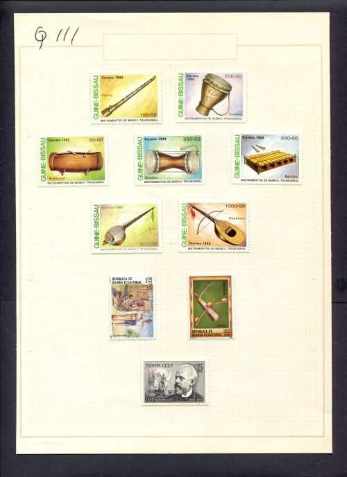 Music - 10 Stamps Mounted(Hinged) on Old Album Page