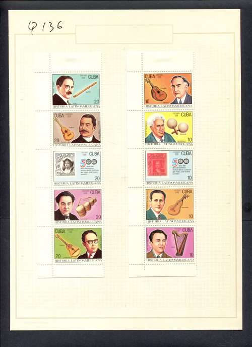 Music - 10 Stamps Mounted(Hinged) on Old Album Page