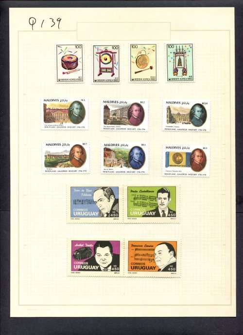 Music - 14 Stamps Mounted(Hinged) on Old Album Page