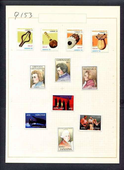 Music - 11 Stamps Mounted(Hinged) on Old Album Page