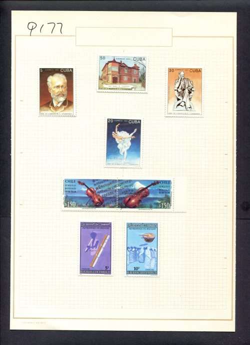 Music - 8 Stamps  Mounted(Hinged) on Old Album Page