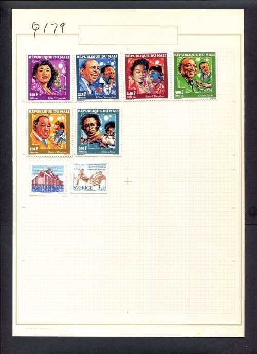 Music - 8 Stamps  Mounted(Hinged) on Old Album Page