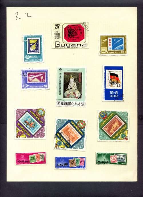 Stamps on Stamps - 12 Stamps Mounted(Hinged) on Album Page