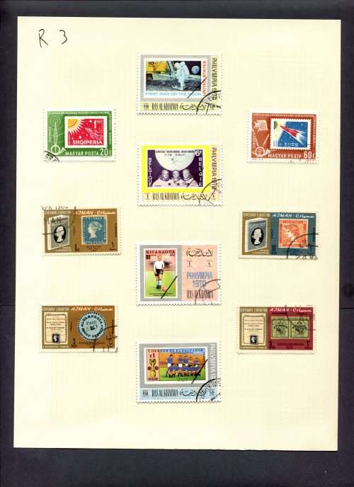 Stamps on Stamps - 10 Stamps Mounted(Hinged) on Album Page