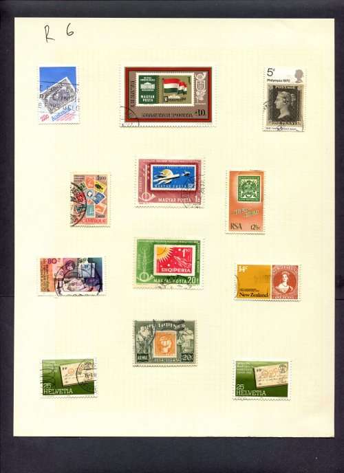 Stamps on Stamps - 12 Stamps Mounted(Hinged) on Album Page