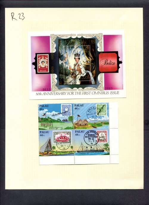 Stamps on Stamps - 4 Stamps + 1 Miniature Sheet Mounted(Hinged) on Album Page