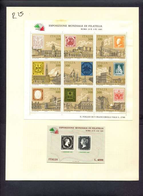 Stamps on Stamps - 2 Miniature Sheets  Mounted(Hinged) on Album Page
