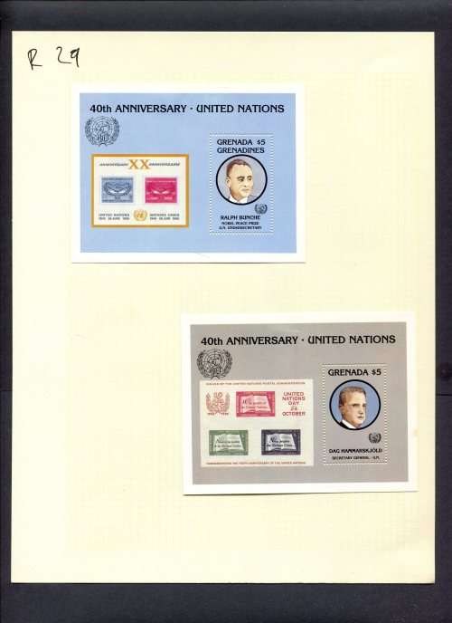 Stamps on Stamps - 2 Miniature Sheets  Mounted(Hinged) on Album Page