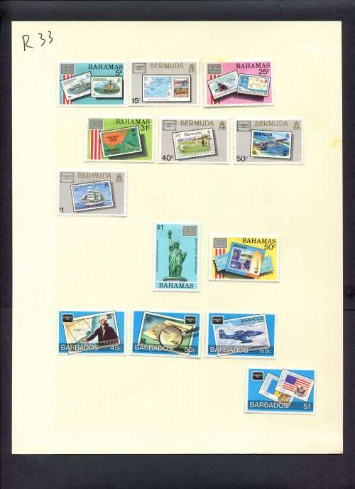 Stamps on Stamps - 13 Stamps  Mounted(Hinged) on Album Page