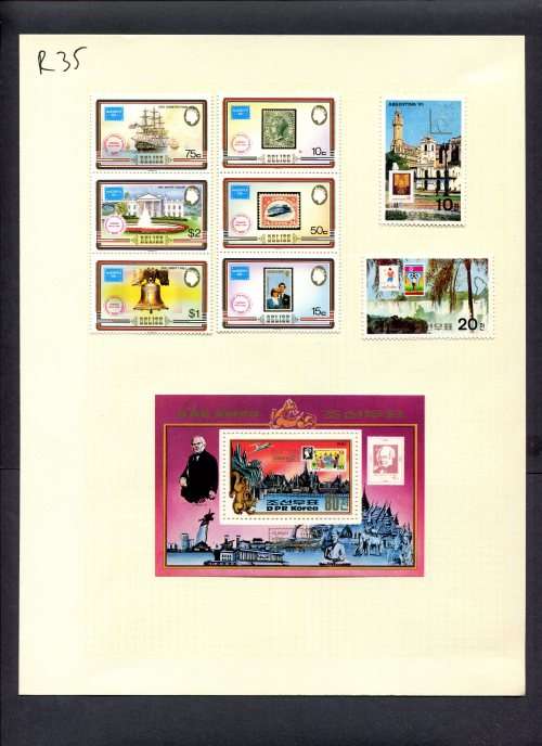 Stamps on Stamps - 8 Stamps  + 1 Miniature Sheet Mounted(Hinged) on Album Page