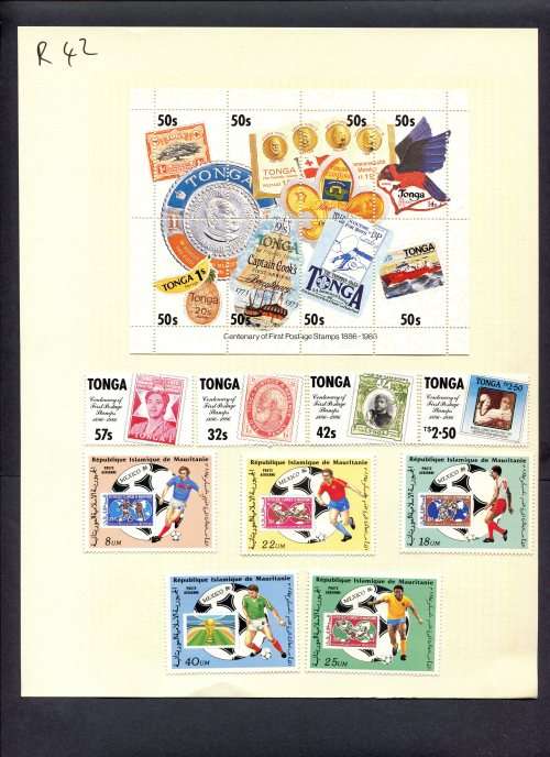 Stamps on Stamps - 9 Stamps + 1 Miniature Sheet Mounted(Hinged) on Album Page