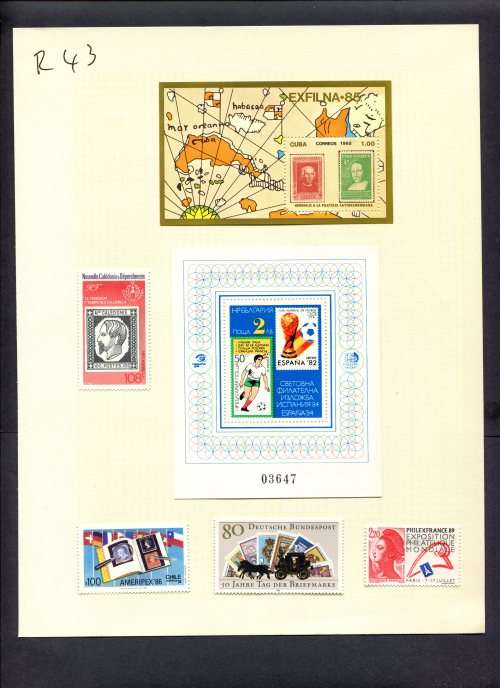 Stamps on Stamps - 4 Stamps + 2 Miniature Sheets Mounted(Hinged) on Album Page