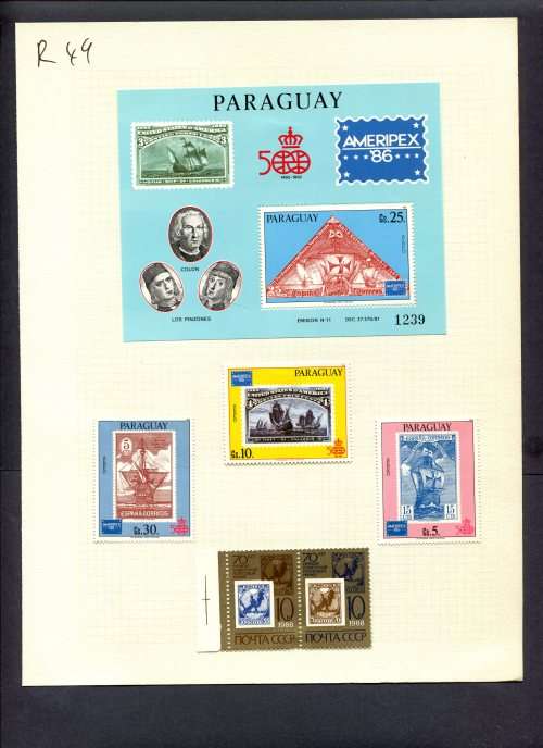 Stamps on Stamps - 5 Stamps + 1 Miniature Sheet Mounted(Hinged) on Album Page