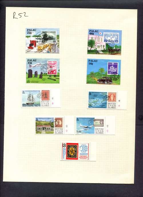 Stamps on Stamps - 9 Stamps Mounted(Hinged) on Album Page