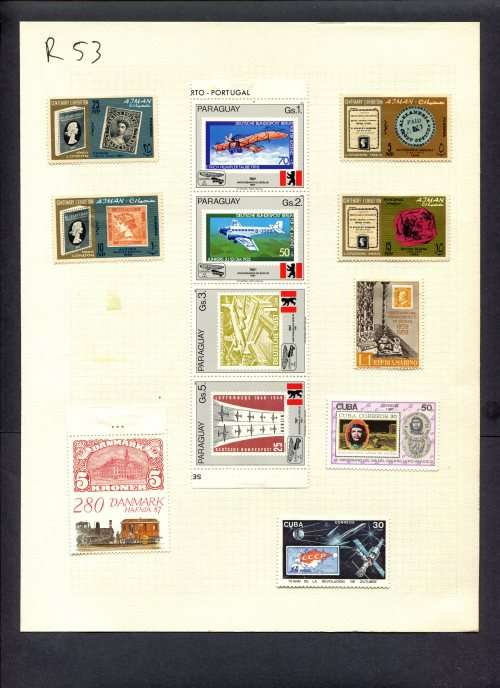 Stamps on Stamps - 12 Stamps Mounted(Hinged) on Album Page