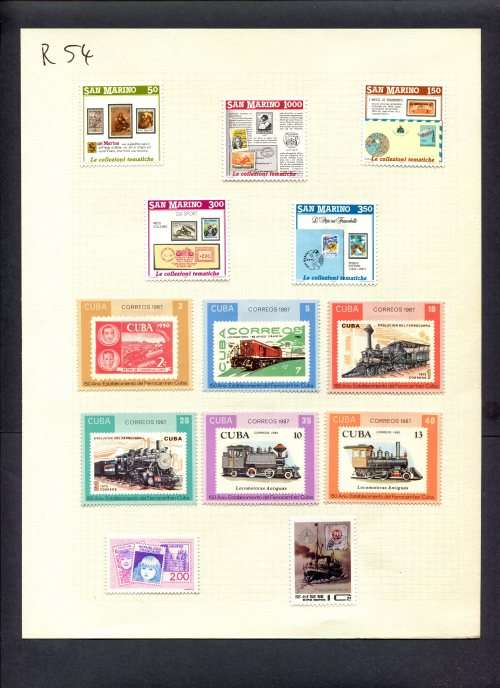 Stamps on Stamps - 13 Stamps Mounted(Hinged) on Album Page